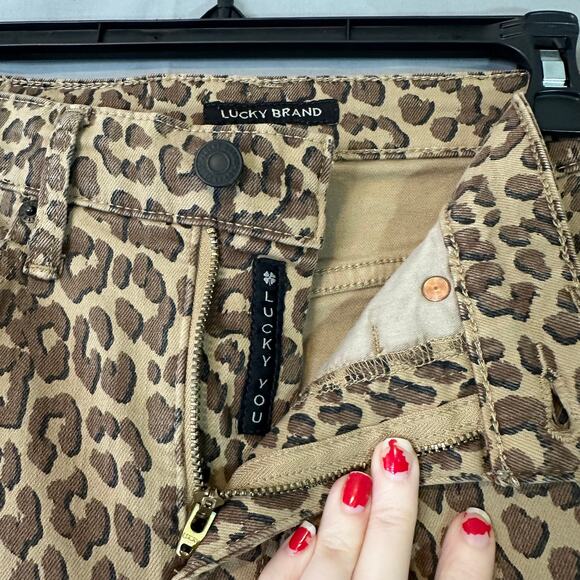 Lucky Brand Jeans 25 Leopard Print Brown High Rise Straight Bridgette Ankle - Picture 4 of 13